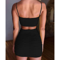 Conjunto de dos piezas para mujer, camisola sexy ajustada con fruncido, moda 2024, muy vendido. - details 7