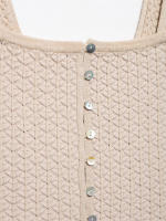Moda para Mujer OUWU Chaleco de Punto Cortado a Raya, Cuello Cuadrado, Camisetas Sin Mangas Elegantes - details 9