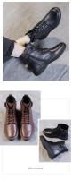 Botas cortas de realce interior de cuero botas de caballero finas de suela gruesa zapatos de mujer versátiles - details 18