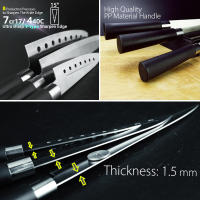 Cuchillo de cocina japonés Santoku, utensilio de acero inoxidable para tallar, Santoku - details 4