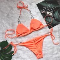 Traje de baño dividido de la correa del color sólido de las mujeres del diamante artificial de los nuevos accesorios del metal atractivo del bikini del día de fiesta - details 18