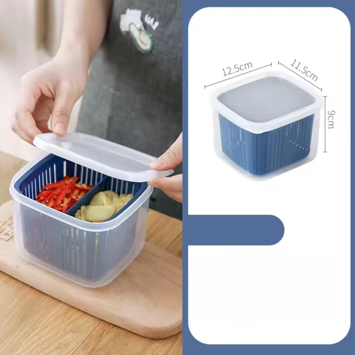 Caja de Almacenamiento de Alimentos Frescos 2 Rejillas, Cocina, Jengibre, Ajo con Deshogar 1 Ud - 1