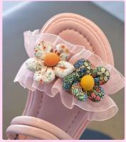 Nuevo Sandalias de niña blancas decorativas con girasoles - details 3
