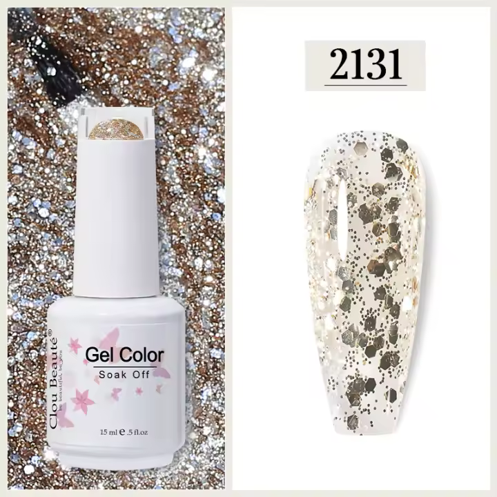 Clou Beaute-esmaltes de uñas en Gel con purpurina de Barniz UV LED para decoración de uñas de capa superior de Base de Color de inviern - 1