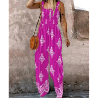 Mono con pernera ancha para mujer, novedad de verano, estilo con tirantes y bolsillo, estampado de posicionamiento tejido, 2025 - details 5