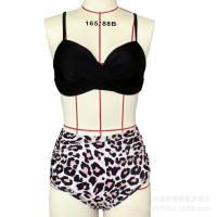 Nuevo Bikini dividido de color sólido con tiras cruzadas, traje de baño de cintura alta, sexy - details 29
