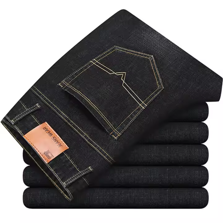 Jeans Casuales para Hombres Pantalón Recto de Cintura Media con Cremallera Denim de Tamaño Medio - 1