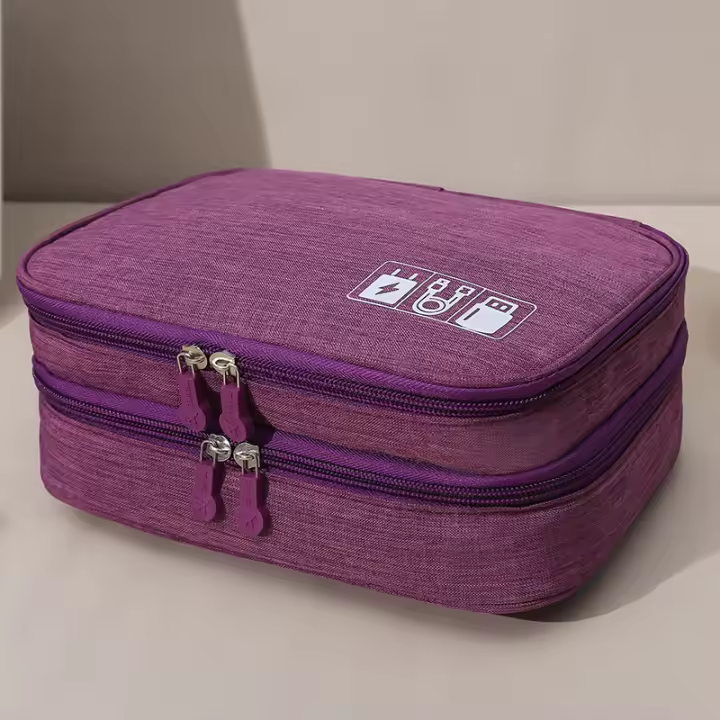 Bolsa Digital grande de 3 niveles, bolsa de viaje con soporte de Cable USB, a prueba de agua, accesorios cosméticos, estuche de almacenamiento, bolsa portátil de línea de datos - 1