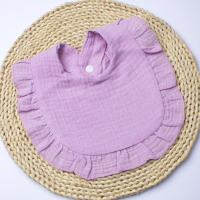 Babero de gasa para niños y niñas, algodón puro, color caramelo, cómodo babero para Saliva, toalla de Saliva de encaje de color sólido para bebé, productos para bebé - details 24