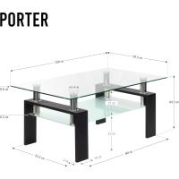 Mesa Moderna de Centro con Tapa de Cristal Transparente y Base de Metal Negro (100x60 cm) - details 1