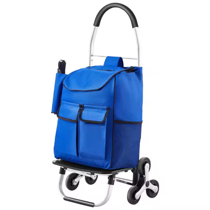 SucceBuy Carro elevador de escaleras de 36 litros, carrito de compras plegable con 6 ruedas y bolsa de tela Oxford, carrito de comestibles y lavandería para subir fácilmente, plegable y portátil para compras, comestibles y lavandería - 1