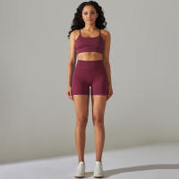Hamidou-Ropa deportiva para mujer, conjunto de Yoga, sujetador con espalda de nadador, pantalones cortos sin costuras, Leggings de cintura alta, pantalones cortos de gimnasio, trajes de Fitness - details 27