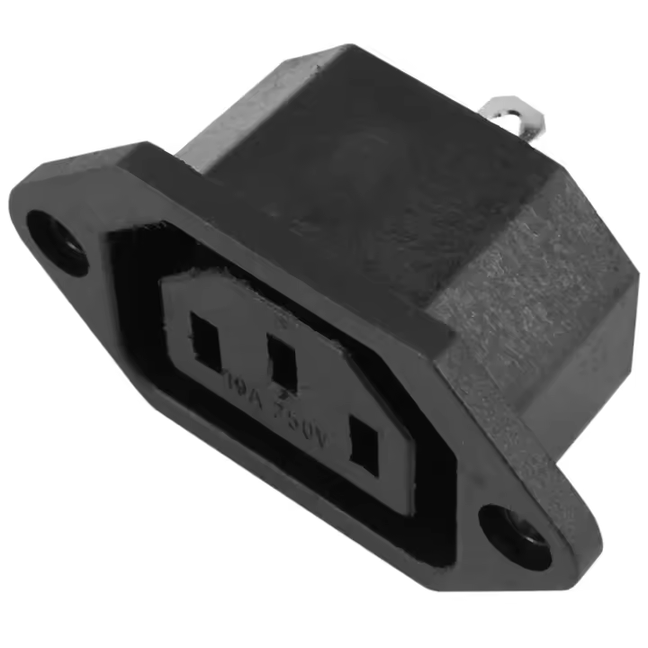 AC 250V 10A IEC 320 C13 Conector de clavija de montaje en panel Negro - 1