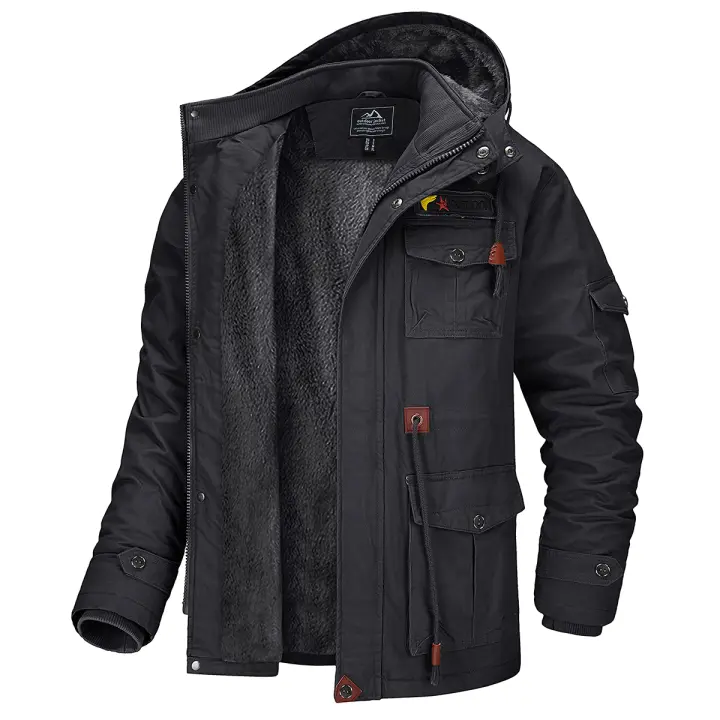 Chaqueta de esteras MAGCOMSEN para hombre invierno con capucha desmontable y múltiples bolsillos parka para esquí y senderismo material de algodón exterior y forro de algodón season: otoño/invierno - 1