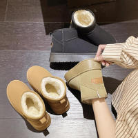 Zapatos informales cálidos de nieve de felpa corta para mujer, botas de gamuza con parte inferior plana, invierno, 2023 - details 8