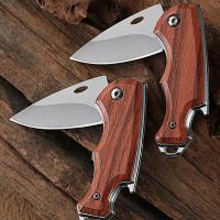 Cuchillo Plegable Portátil EDC Para Camping Y Caza Táctica Hoja De Acero Inoxidable Duradero Con Abrebotellas Y Mango De Madera - details 5