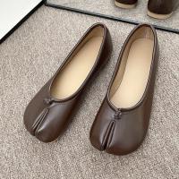 Zapatos planos de cuero con punta abierta y pezuña para mujer, mocasines vaqueros Mary, zapatos de bailarina para mujer - details 25