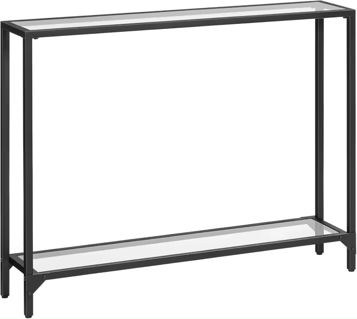 Mesa de Consola de 100 cm Mesa de Sofá de Cristal Templado Aparador de Cristal Mesa de Exposición - 1