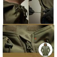 Conjunto de chaqueta táctica impermeable para hombre, chaqueta de caza, senderismo, exterior, Concha suave, invierno, 2 piezas - details 1