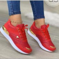 Zapatillas de deporte de malla para mujer, zapatos planos con cordones, transpirables, cómodos, para correr al aire libre, caminar, cómodos y a la moda - details 2