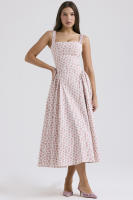 Novedad de verano, camisola floral larga con espalda expuesta, elegante vestido con vuelo grande y temperamento francés - details 0