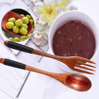 Juego de cubiertos de madera portátil, juego de cuchara, tenedor, cuchara, té de la tarde, postres, frutas, vajilla de viaje - details 2
