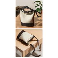 Bolso bandolera de mujer versátil casual bolso de mujer de alta gama de tela de algodón con bolso de cubo de cuero - details 8
