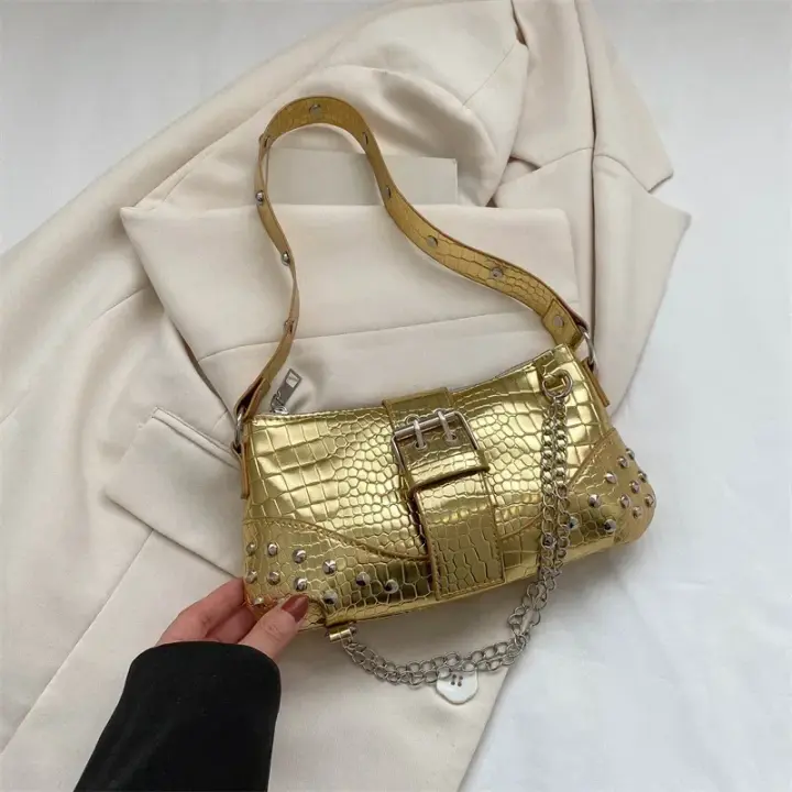 Bolso de mujer de moda, bolso de mujer gótica, estilo moderno, bolso de mujer rocker, viaje Y2K cadena de remache, vacaciones - 1