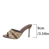 2025 moda europea y americana zapatillas de tacón alto de una palabra zapatillas casuales diarias para mujer zapatos de mujer de gran tamaño. - details 4