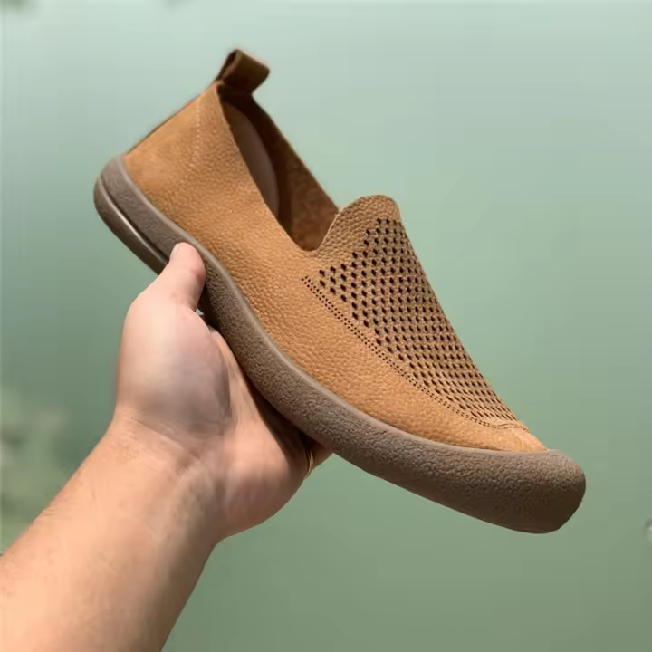 Zapatos de cuero de los hombres de cuero genuino hueco transpirable retro zapatos casuales suela suave un pedal perezoso versátil tacón plano zapatos Doudou - 1