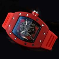 Reloj de Pulsera de Cuarzo de Lujo Automático Estilo Hueco Impermeable Deportivo Correa de Cuero - details 5