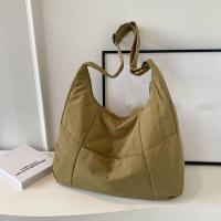 Bolso de hombro de tela suave con cremallera, bolso de compras de Color sólido de estilo informal, bolsa de almacenamiento, bolso ajustable para las axilas, escuela - details 5