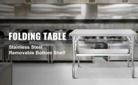 SucceBuy Mesa de preparación comercial plegable de 48 x 24 pulgadas con estante inferior, mesa plegable de acero inoxidable resistente - details 0