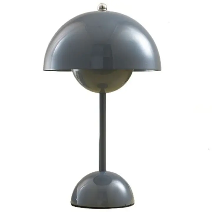 Lámpara de mesa moderna con forma de seta, lámpara de mesa con forma de seta, LED retro, gris medio - 1