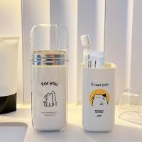 Cilindro de dientes de dibujos animados práctico, juego de tazas de lavado de plástico de gran capacidad, taza para enjuague bucal sellada, dispensador de pasta de dientes para acampar, 2 uds. - details 5