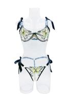 Conjunto de ropa interior de malla transparente con tirantes bordados de mariposa para mujer, lencería Sexy, ropa de realce, novedad - details 19