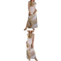 Vestido largo sin mangas con cuello redondo y abertura lateral en color versátil para mujer 2025. - details 9
