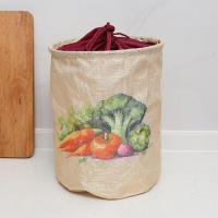 Bolsa de almacenamiento de frutas lavable, bolsa de almacenamiento de lino de imitación reciclable resistente al desgaste, bolsa plegable con cordón para cocina, decoración del hogar, 2 uds. - details 8