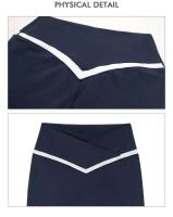 Pantalones cortos de yoga en forma de V con parte inferior deportiva de entrenamiento con cintura cruzada y contraste de color Fiess para mujer - details 13