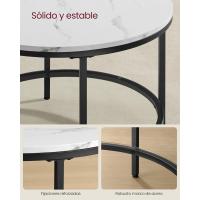 Mesa de Centro Redonda de Mármol de Imitación Estante de Vidrio Templado Fácil Montaje - details 20