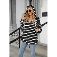 Sudadera con capucha de moda coreana para mujer, manga larga, rayas, primavera-otoño, top novedoso - details 8