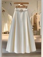 Falda adelgazante de cintura alta, vestido largo, nuevo estilo, Falda plisada Pl de longitud media, traje de mujer de Color blanco a la moda 2025 - details 0