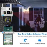 Cámara de vigilancia alimentada por energía Solar, Triple pantalla, 360 °, exterior, día-noche, a todo Color, remota, inalámbrica, 3 pantallas - details 2