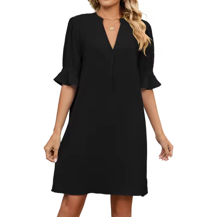 Bata larga para mujer, pantalones cortos de verano, top elegante, informal, holgado, con mangas medias - 1