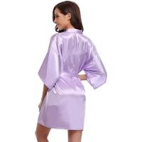 Bata de satén para mujer, lencería íntima, ropa de dormir sedosa, regalo de boda nupcial, bata de baño tipo kimono informal, camisón Sexy - details 2