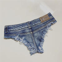 Pantalones cortos de cintura baja Mini pantalones vaqueros calientes baile Tanga Bar pantalones cortos Denim playa Casual señora - details 3