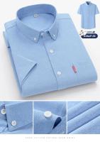 Camisa básica 100% algodón para hombre, manga corta, informal, de negocios, Oxford, amarillo, blanco, ajuste Regular, ropa Social para hombre - details 17