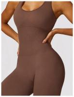 Traje de Yoga sin Costuras Bodysuit de Exercicio Adelgazante Material de Nylon Patrón Sólido - details 14