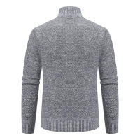 Autumn And Winter New Jersey Men's Casual Sports Coat Solid Color Stand Collar Wweater Grab Fleece Warm Zipper Cardigan - details 24