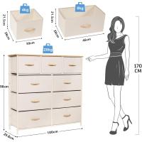 Cómoda con 9 cajones de tela, cómoda de dormitorio, mueble de almacenamiento, muebles de dormitorio, cómoda de 9 cajones, cómoda para cocina, oficina, pasillo, estilo rústico - details 16